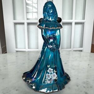 Vintage Fenton Art Glass Iridescent Blue Bridesmaid Figurine